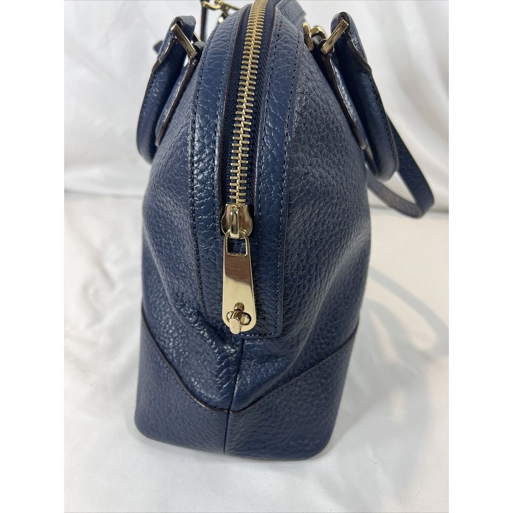 Michael Kors Large Dome Satchel Leather Handbag - Pebbled Navy - Picture 13 of 16
